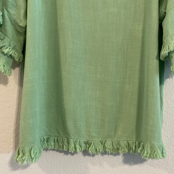 Umgee Women’s Tunic Medium Green Linen Cotton Blend Longline Oversized Tiered - Picture 7 of 15